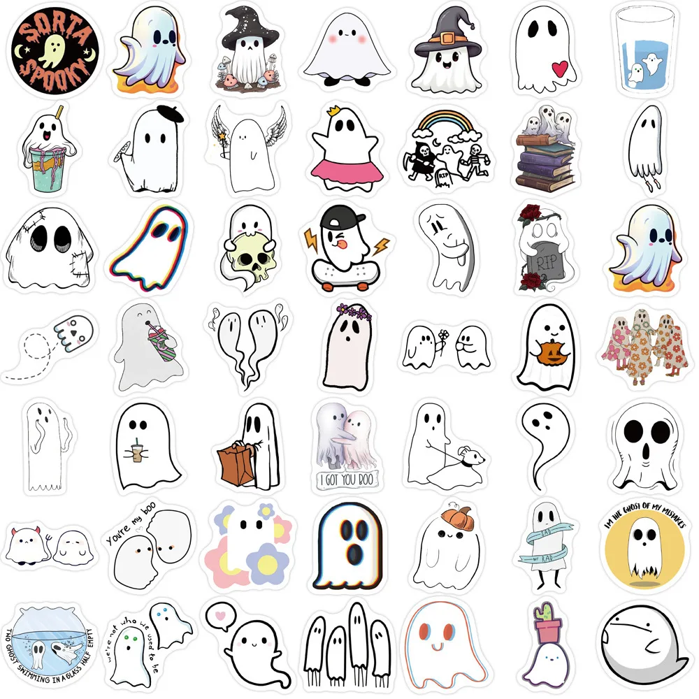100pcs Halloween Ghost Cute Waterproof Graffiti Stickers for DIY Phone Guitar Laptop Suitcase Cup Cartoon Sticker Kids Toys