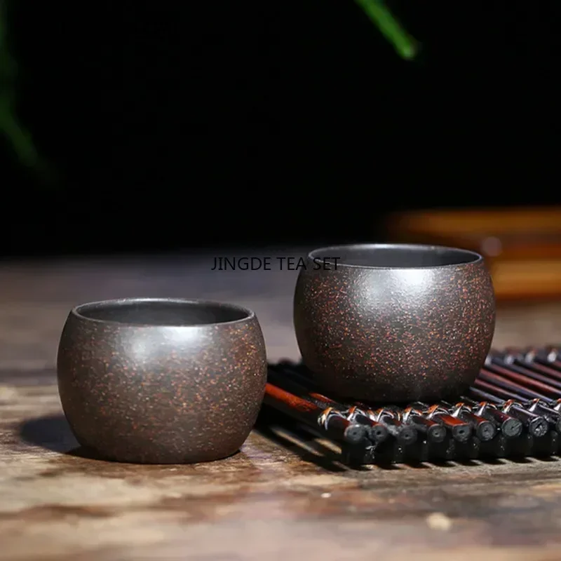 2 Pcs/set Authentic Yixing Purple Clay Teacup Handmade Meditation Cup Travel Tea Bowl Pu'er Master Tea Cup Chinese Tea Set 70ml