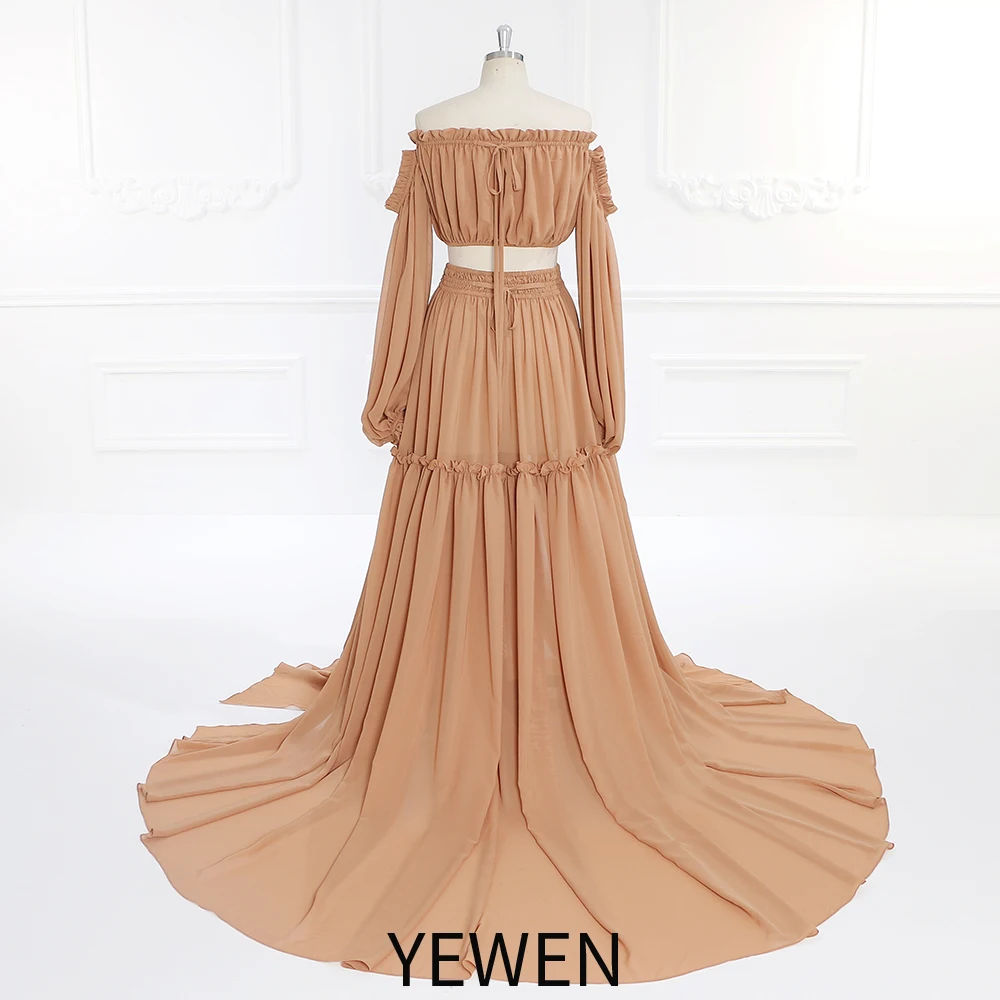 Boho Two Pieces Maxi Gown Photography Dress Summer Maternity Photoshoot Dress YEWEN YW230317-1