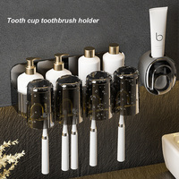 Toothbrush Tooth cup Holder Automatic Toothpaste Squeeze Dispenser Wall Mounted Bathroom Toothpaste Mouthwash Cup Rack