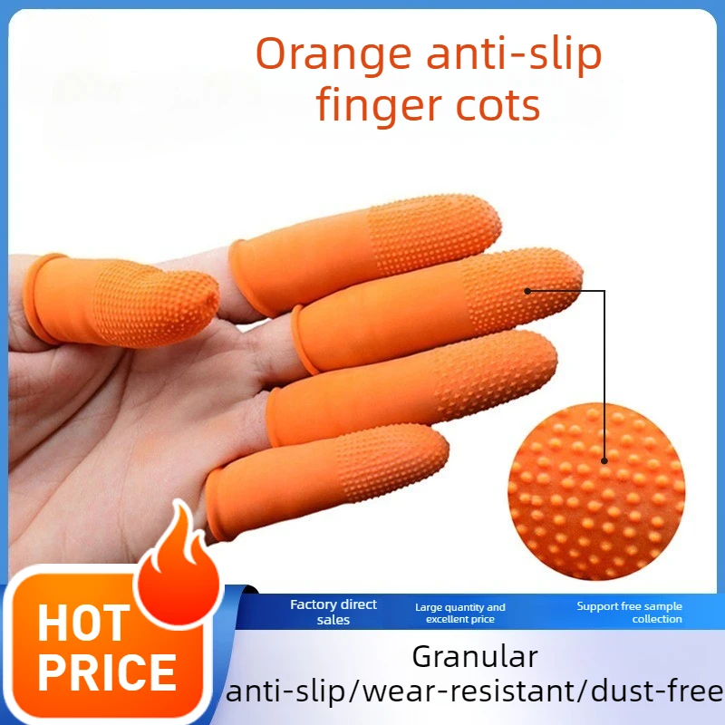500PCS Orange Natural Rubber Finger Cots Non-Slip Latex Fingertips Protectors Reusable Nail Art Tools for Home Use