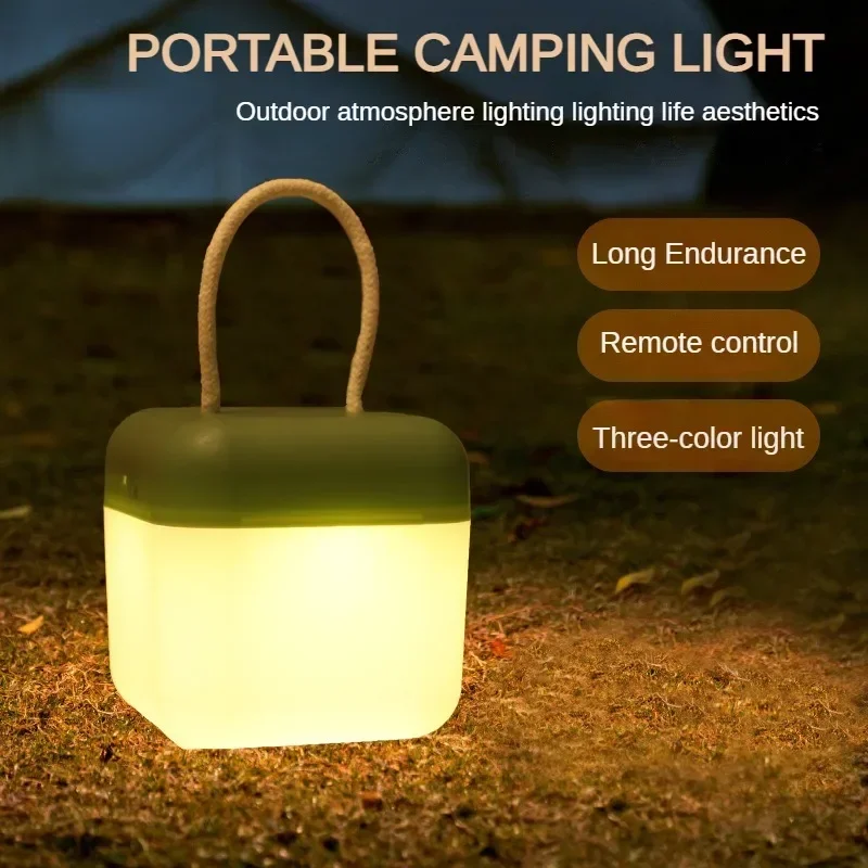 

Rechargeable Outdoor Portable Hanging Camping Lantern 3 Color Dimmable Timer LED Night Light Desktop Remote Control Ambient Lamp