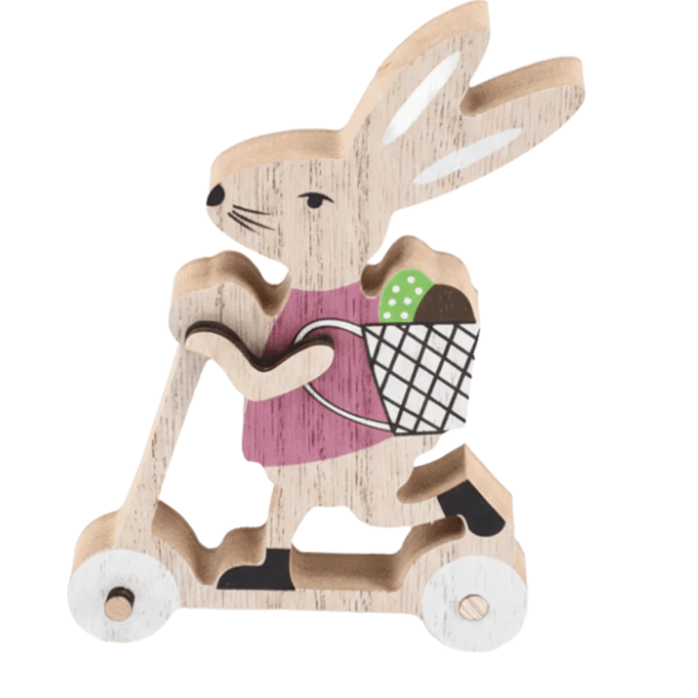 Wooden Material Easter Decoration DIY Crafts Cartoon Design Wooden Rabbit Long-Eared Rabbit Easter Gifts Desk Accessories