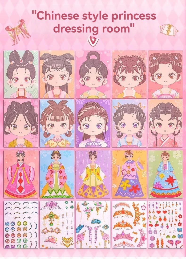 DIY-Papierkunst-Bastelsets – 3-in-1-Prinzessin-Make-up-Set mit Diamant-Malerei-Sets und Prinzessinnen-Aufkleberbuch, Geschenke für Mädchen – Detail 10