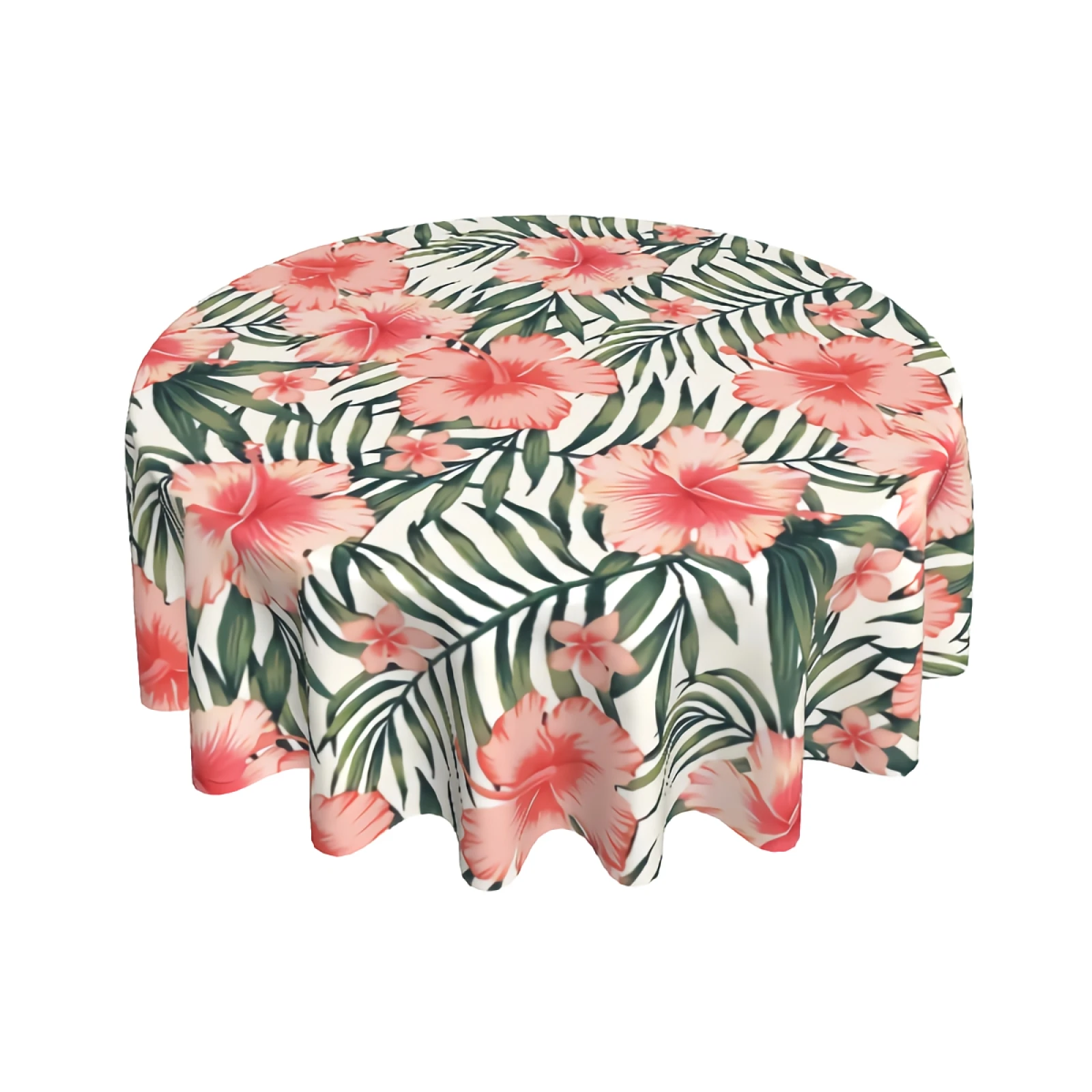 

Тропическая Розовая Круглая скатерть с цветочным рисунком, 60 дюймов, Пыленепроницаемая Водонепроницаемая Декоративная скатерть для стола