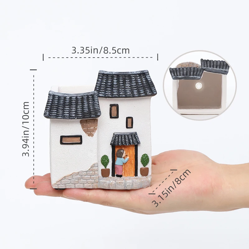 4-Inch resinss Retro Farmhouse Country Garden Flower Pots & Planters Unique Home Decor Items with Drainage for Courtyard & Garde