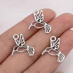 20Pcs Antique Silver Plated Bird Charm Hummingbird Pendant Necklace Bracelet Handmade DIY Jewelry Making Accessories