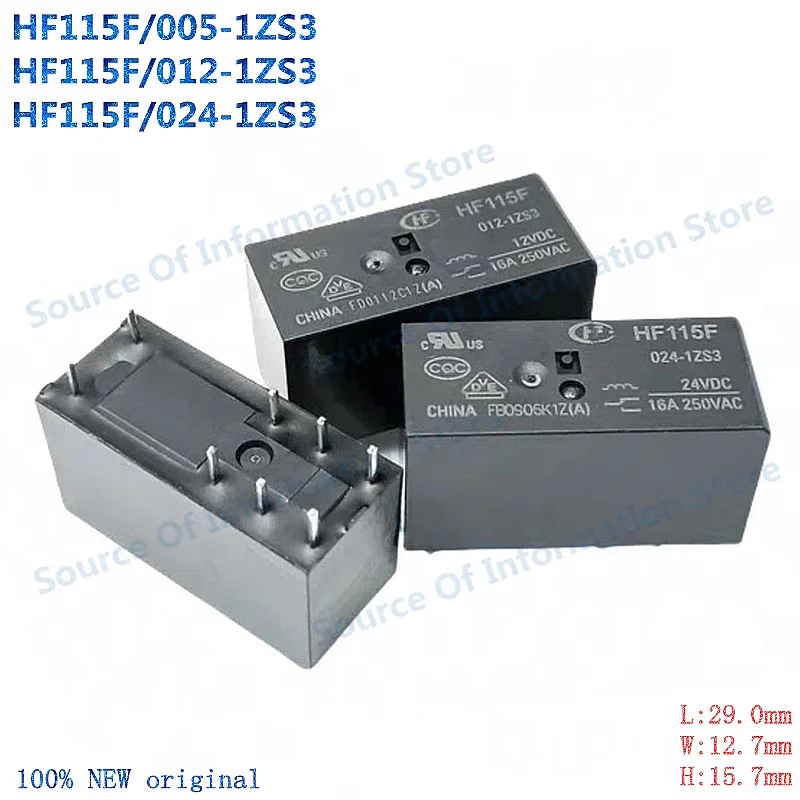 

10Pcs Relay HF115F/005-1ZS3 HF115F 012-1ZS3 HF115F 024-1ZS3 5V 12V 24V 8Pin 16A