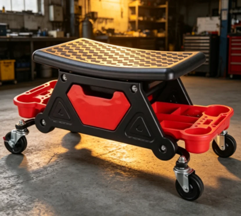 Adjustable Rolling Work Stool With Wheels Mobile Car Repair Chair Garage Polishing Maintenance Seat