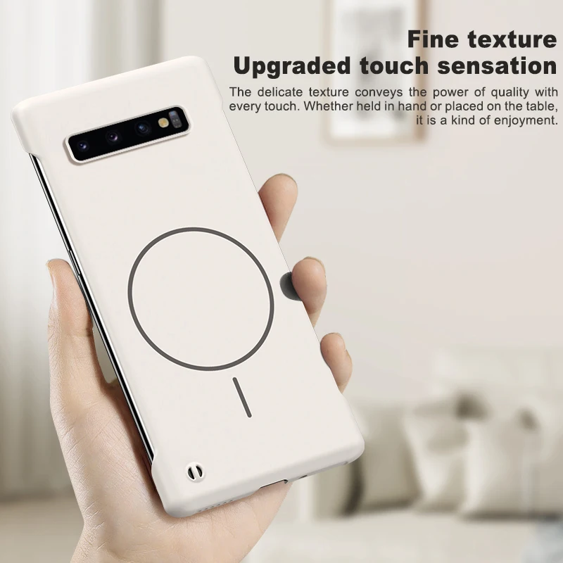 Für Magsafe Lünette-lose Handyhülle für Samsung S10 Plus S20+ S21 FE S22 S23 Note 20 Ultradünne rahmenlose harte PC-Magnetabdeckung – Detail 5