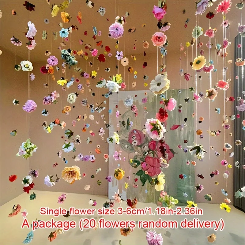 DIY schwimmende Blume Tür Vorhang Material Paket 20 Stück Pflanze zufällige Blumen simulierte Blume Szene Layout Dekoration – Detail 5