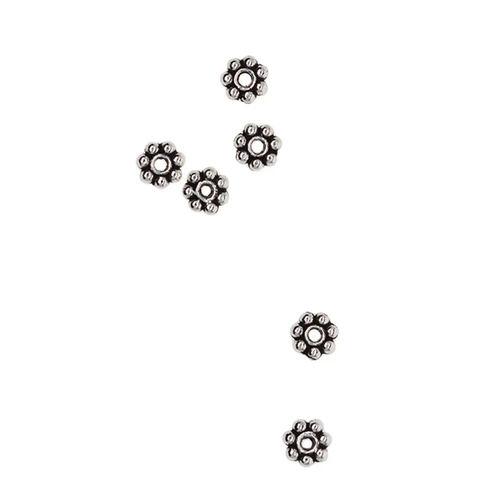 Snowflake Spacer Beads 4mm Tibetan Silver Jewelry Making Charms Loose Beads Accessories for DIY Bracelets and Necklaces