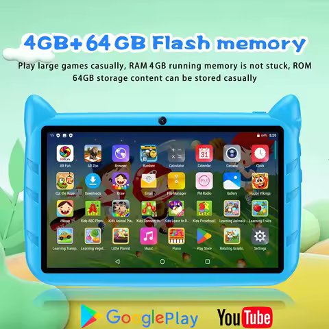 BDF 어린이 태블릿, Android 13, 4GB RAM, 64GB ROM, 1TB 확장, 5G Wi-Fi, 4000MAH 배터리, 듀얼 카메라, 어린이 선물 소프트웨어, 7인치