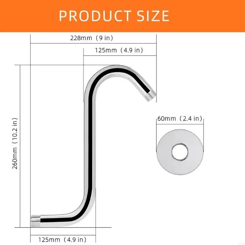 S High Rise Gooseneck Showerhead Extension Arm with Standard 1/2Inch Connection Simple Installs for Bathroom