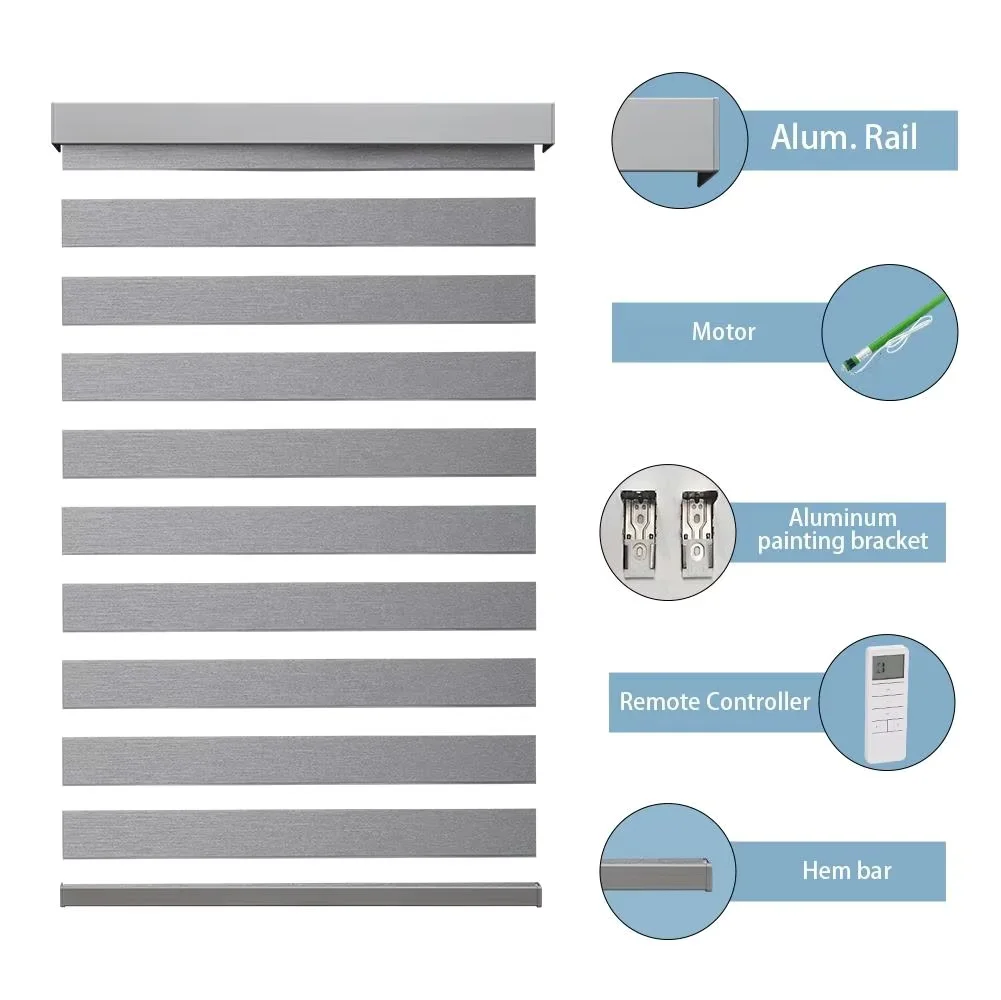 Customized Hot Selling Automatic Remote Voice Control Connect Wifi Google Zebra Blinds For Window