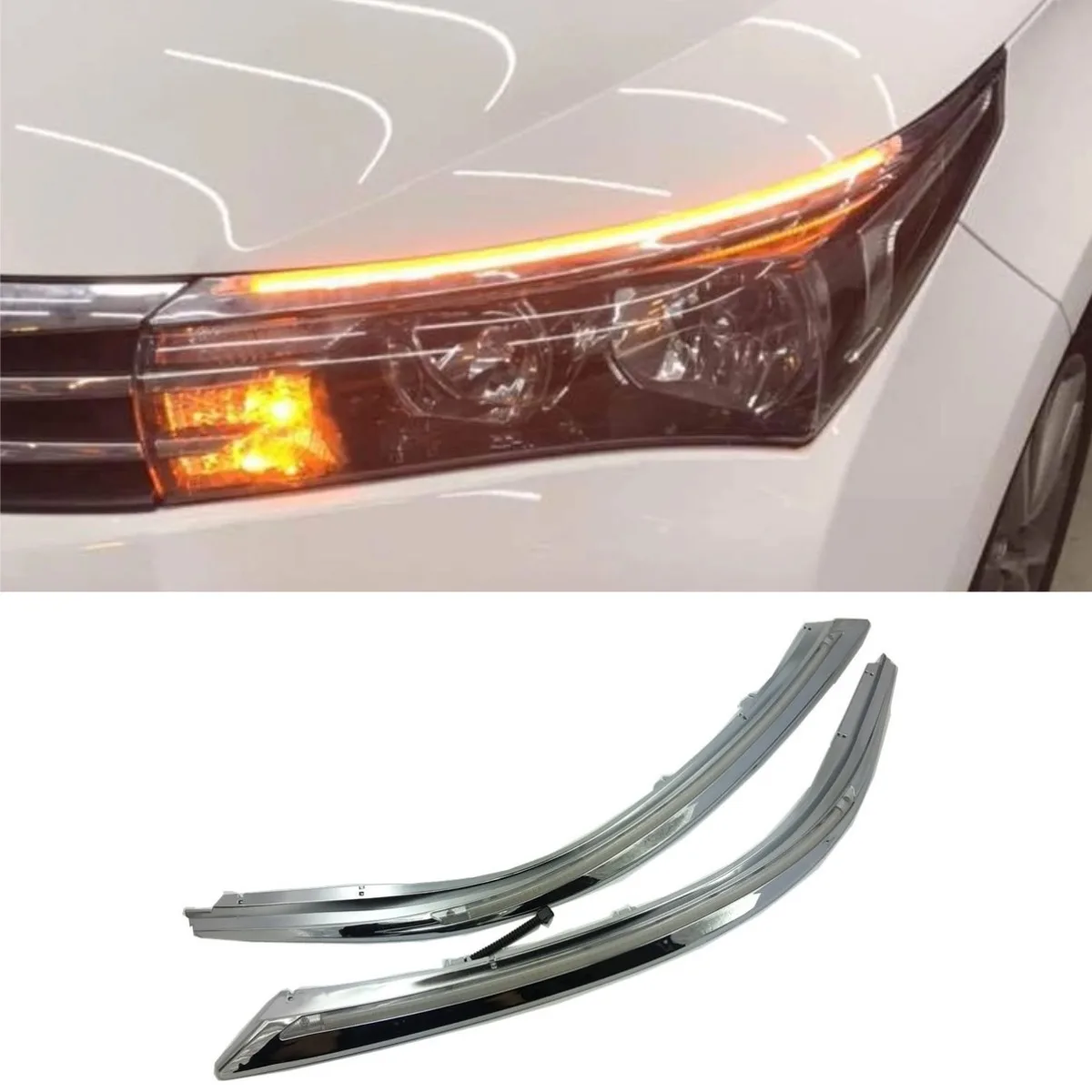

For Toyota Corolla 2014-2018 Overseas Edition Car LED Headlight Trim Decorative Strip Lamp Eyebrow Trims Body Kit Accessories