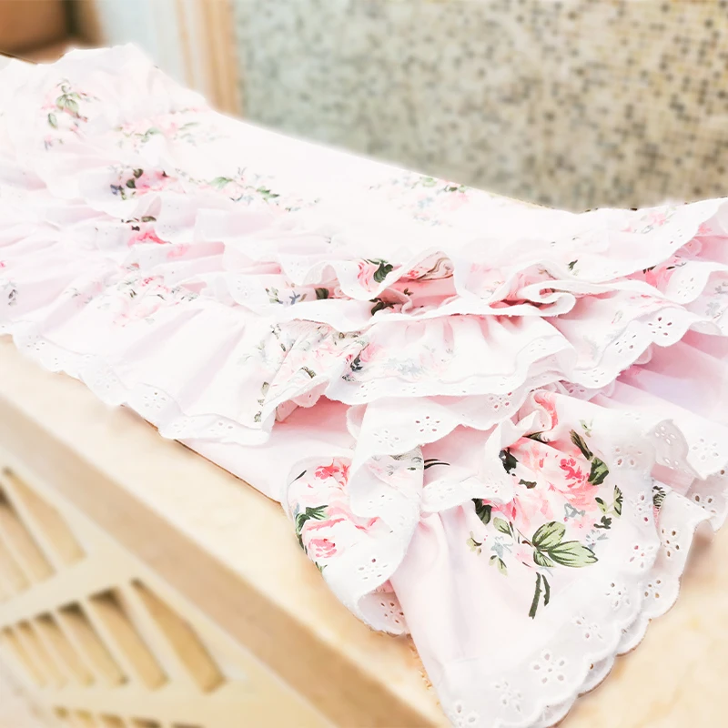 Korean Retro Tablecloth Cotton Rose Printed Lace Tablecloth Pink Princess Style Nordic Light Luxury Tablecloth Home Decoration