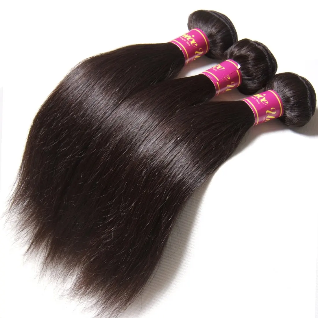 Extensiones de cabello humano liso, 3 mechones de cabello humano liso de 18, 20, 22 pulgadas, cabello virgen brasileño 100%, moño negro Natural sin procesar