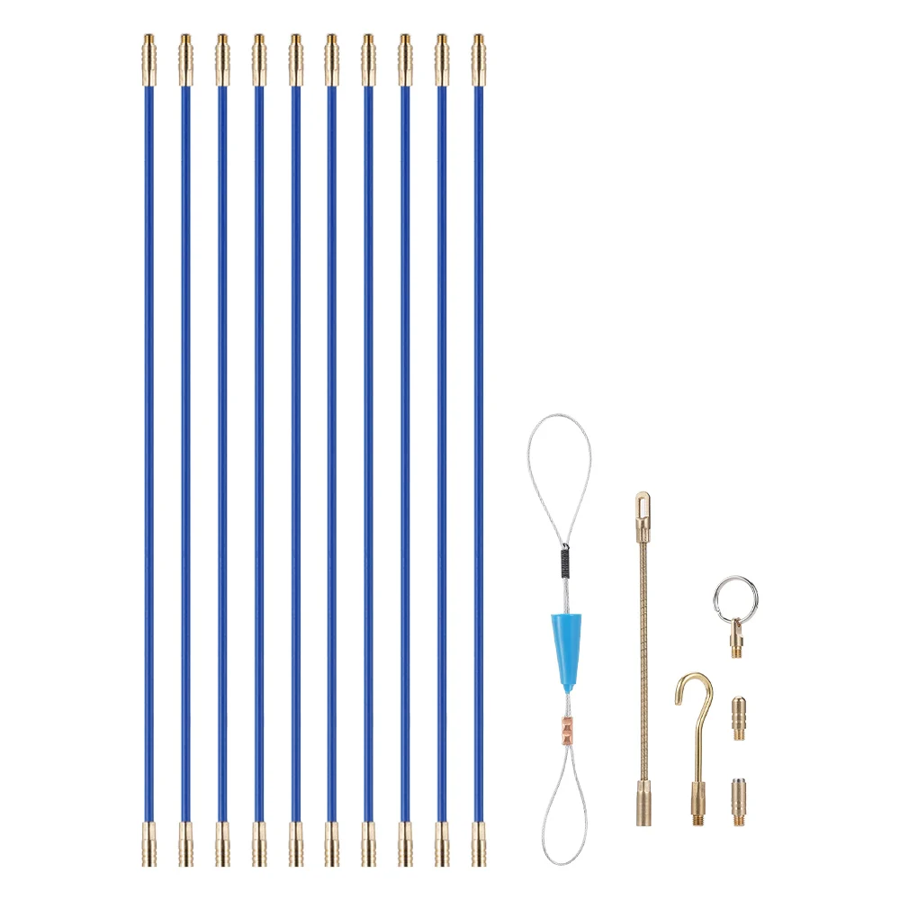 

10 шт., толкатель для кабеля из стекловолокна, диаметр 4 мм/3 мм, 33/45 см, комплект проводов для кабеля, электрический кабель, стержни для установки на стену, инструмент для проводки