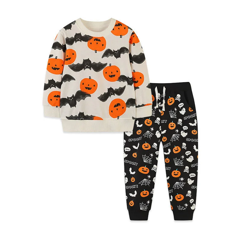 

Halloween Animal Themed 2-Piece Boys' Outfit Set Long Sleeve Sweatshirts And Sweatpants Autumn Winter Clothing for Kids 2-7T