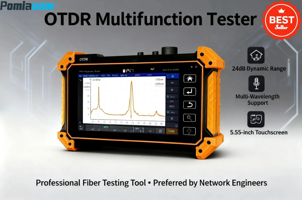 

5,55-дюймовый сенсорный экран для тестирования живого волокна с оптическим измерителем мощности 1310/1490/1577 нм, визуальный локатор неисправностей, диагностика кабеля RJ45
