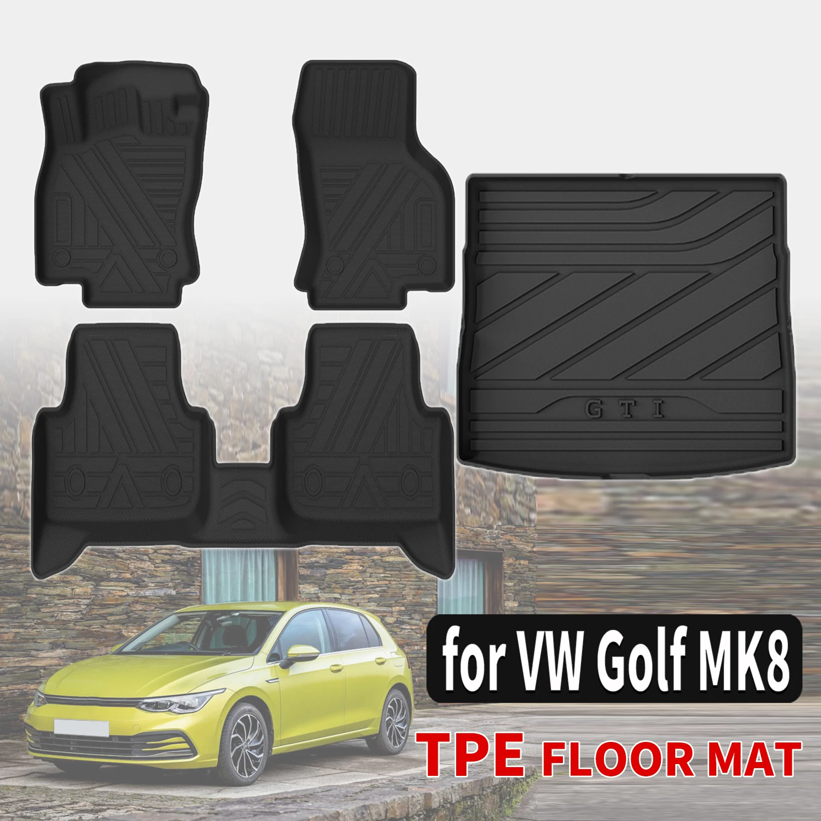 

Комплект экологичных водонепроницаемых всепогодных ковриков из TPE для VW Golf 8 MK8 2021-2026, полный набор, аксессуары для пола автомобиля
