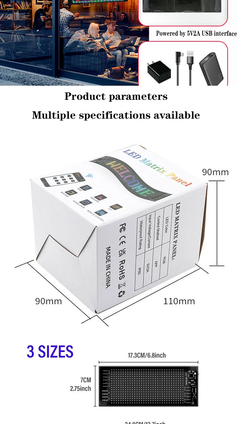 LED Car Flexible Screen,USB 5V Matrix Pixel Panel RGB Pattern Graffiti Scrolling Text Animation Display Car Shop with APP.