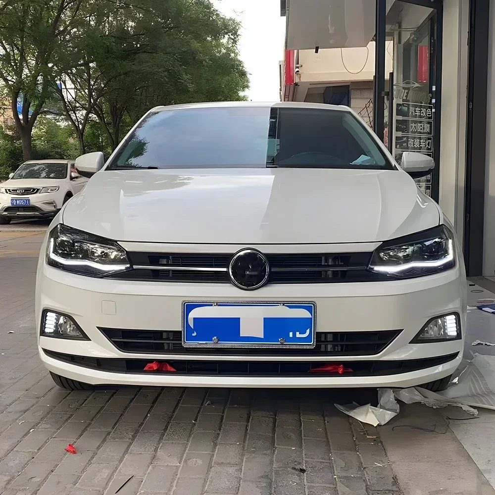 

Для VW Polo 2019-2024 Обновление новых светодиодных автомобильных фар в сборе, проектор с двойной линзой, автомобильные передние фонари, аксессуары