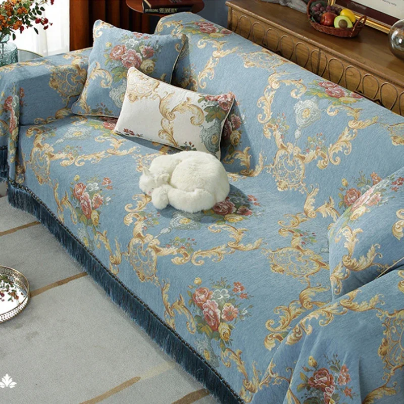 European Four Seasons Simple Tassel Sofa Towel Chenille Blanket Anti-cat Scratch Cover Leather Cover Cushion