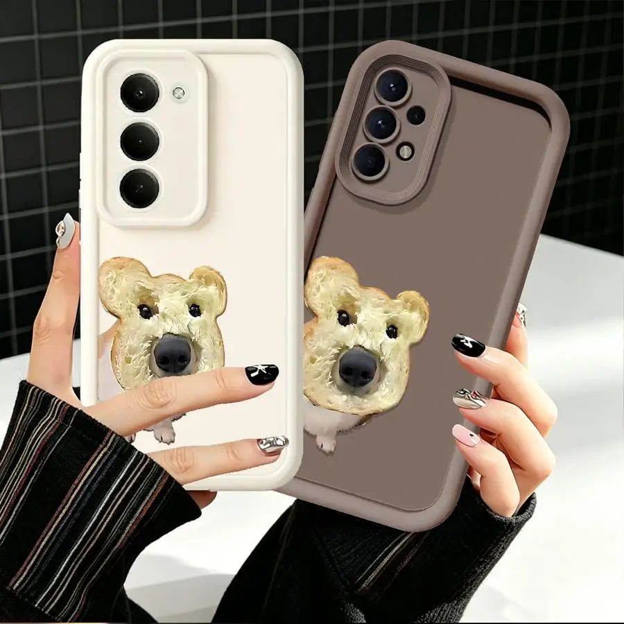 Round Head Puppy Phone Cover Case for Samsung Galaxy A12 A07 A50 A52 A06 A36 A16 A25 A13 A30 A14 A22 A35 A17 A15 A24 A11 A21s