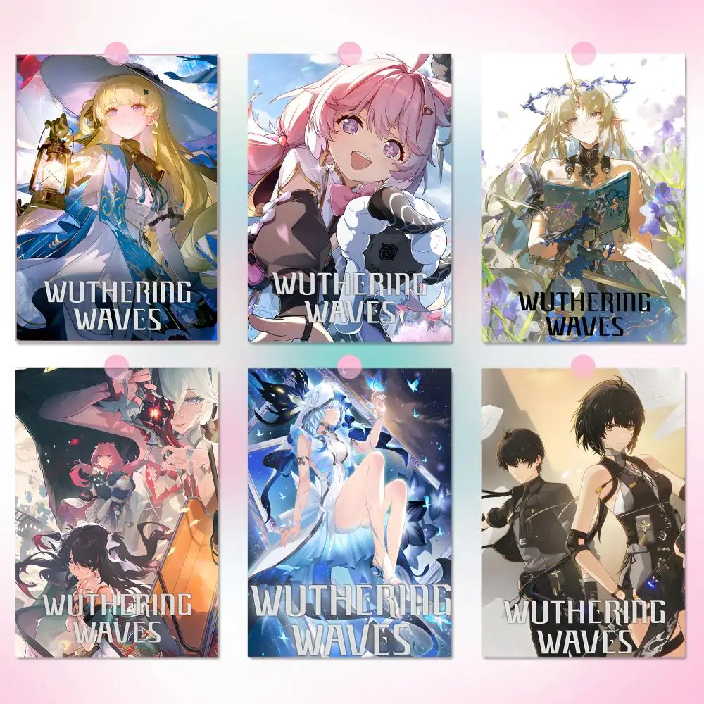 Game W-Wuthering W-Waves Poster Sticker For Living Room Bedroom Bar Home Decor Mural Painting Decoration