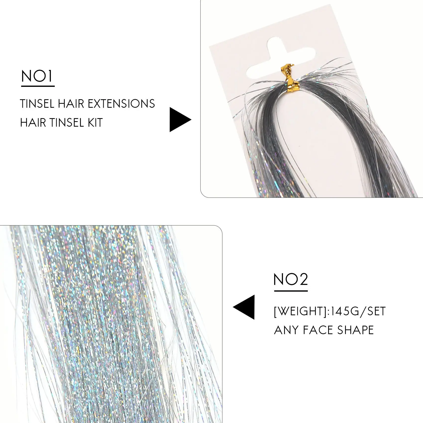 

FZFZ Hair Tinsel Strands Kit, Tinsel Hair Extensions, Fairy Hair Tinsel Kit For Women Girls With Tools (12 Colors)