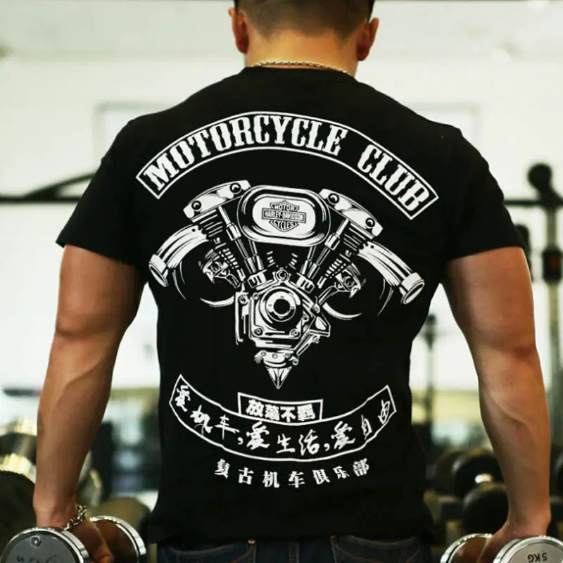 

Ami Kaji American Street Retro Motorcycle Loose Large Size Cotton Short Sleeve T-Shirt Male Gangster Heavy Cotton