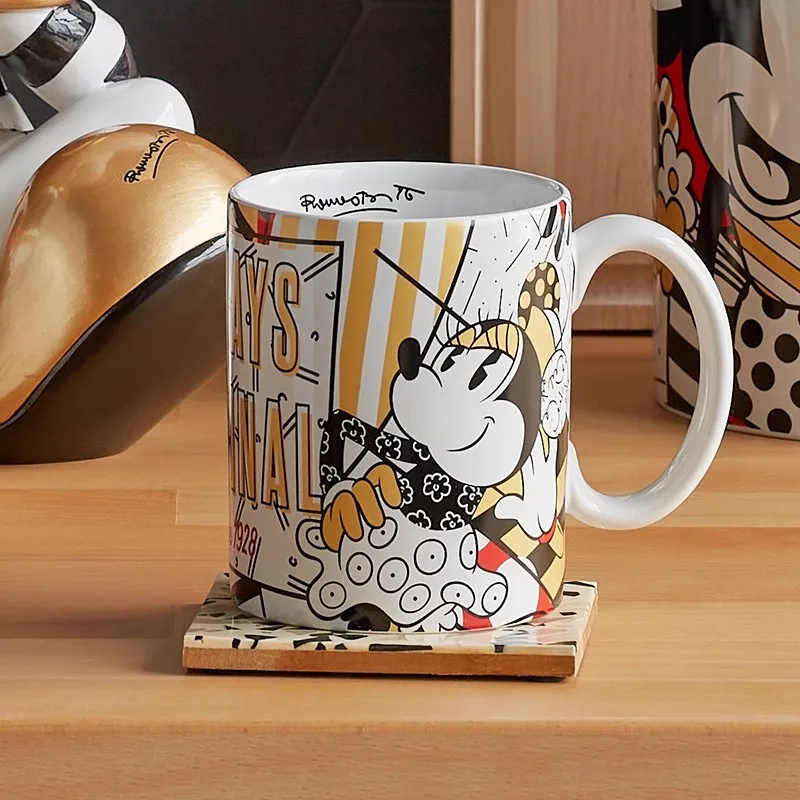 New Original shanghai Disney Black and Gold Series Stitch Mickey Designer Mug Office Water Cup Gift