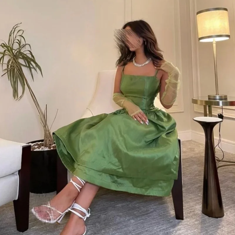 Green suspender evening dress, strapless long slim fit, backless ball dress, Saudi Arabia wedding formal party dress 2024 New