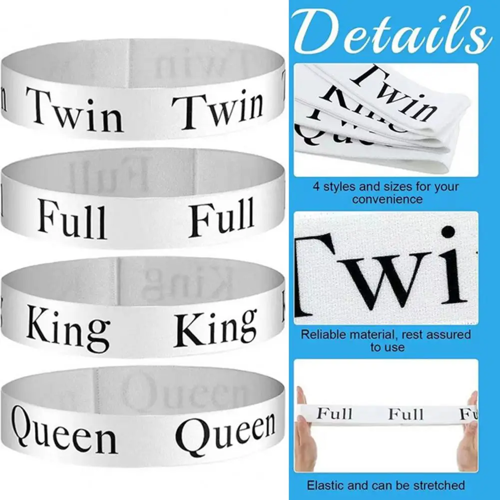 حزام تثبيت الفراش، أربطة تنظيم ملاءات السرير المرنة مع أشرطة ملصقات لأسرّة كوين كاملة التوأم، مجموعة من 6 منزلية لسهولة #3