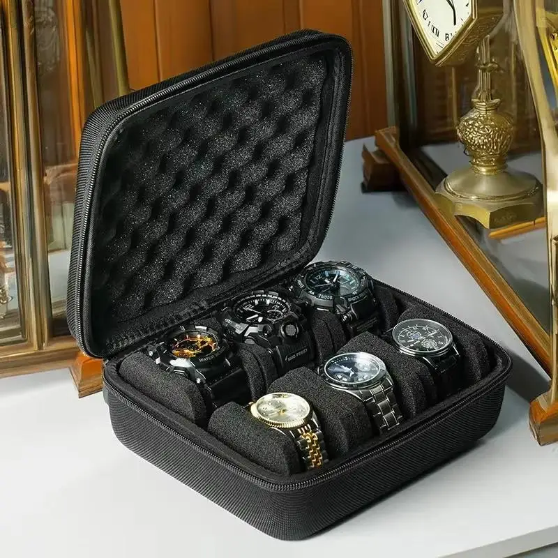 1pcs 6 Slots Hard Shell Watch Storage Box, Carry Case, Display Organizer, Watch Box Holder Display Cabinet, Ideal For Gifts