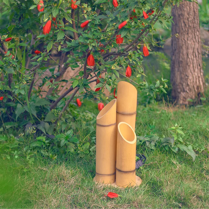 Lampada da giardino impermeabile con simulazione in resina per esterni, luci paesaggistiche da giardino in bambù, luci in tubo di bambù, lampada da prato sul lato della strada