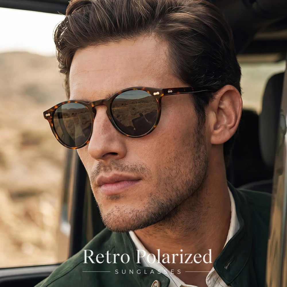 GFUIARA Retro polarisierte Sonnenbrille für Männer und Frauen, klassischer Nietenrahmen, modische Sonnenbrille zum Fahren, UV400 – Detail 9
