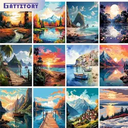 GATYZTORY Frameless Landscape DIY Painting By Numbers Painting Calligraphy Modern Wall Art Canvas Painting For Home Decor 40X50