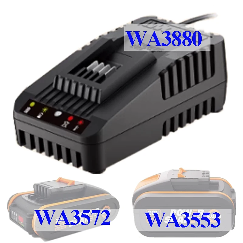 Power Tool Accessories For Worx 20V Lithium Battery WA3880 Charger WA3551 WA3572 WA3550 WA3553 WG629 WA3760 WA3860 WG169E WG549E