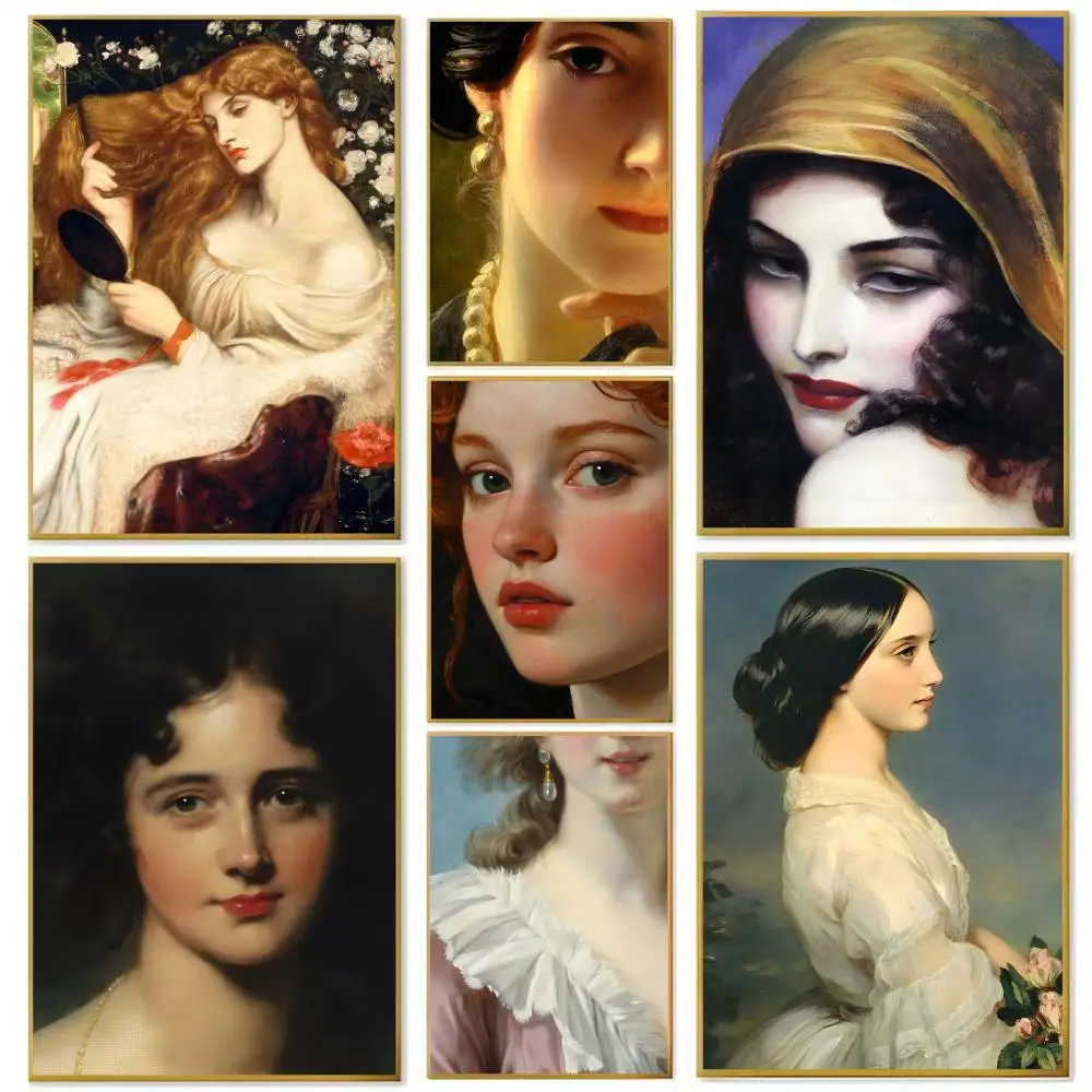 Portrait of Women in The Middle Ages Poster Paper Print Home Living Room Bedroom Entrance Bar Cafe Art Painting Decoration