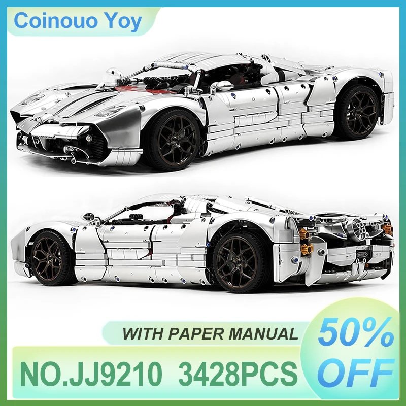 

JIESTAR JJ9210 Pagganis, серебристая модель, супер гоночный автомобиль, гиперкар, строительные блоки, кирпичи, головоломка, игрушка «сделай сам», подарки на день рождения для детей