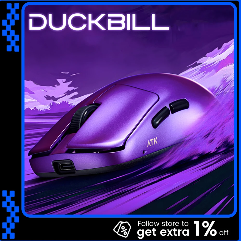 

ATK DUCKBILL Ultra Mouse Dual Mode Wireless Mouse Paw3950Ultra 8000 Гц Легкие игровые мыши для Valorant CS2 Аксессуары для ПК