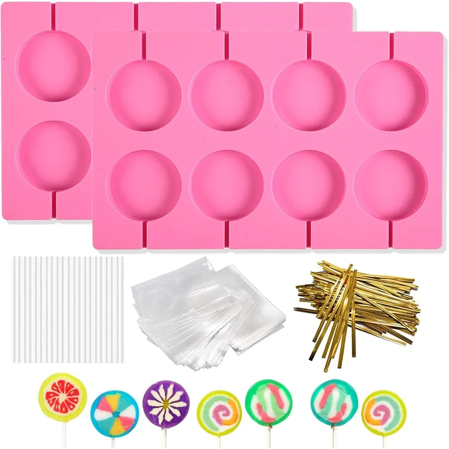 

2 шт., 8 емкостей, силиконовые формы для леденцов, твердые конфеты, шоколадные присоски, 20 шт., 3,15 ih, присоски Lollypop, 100 шт., конфеты