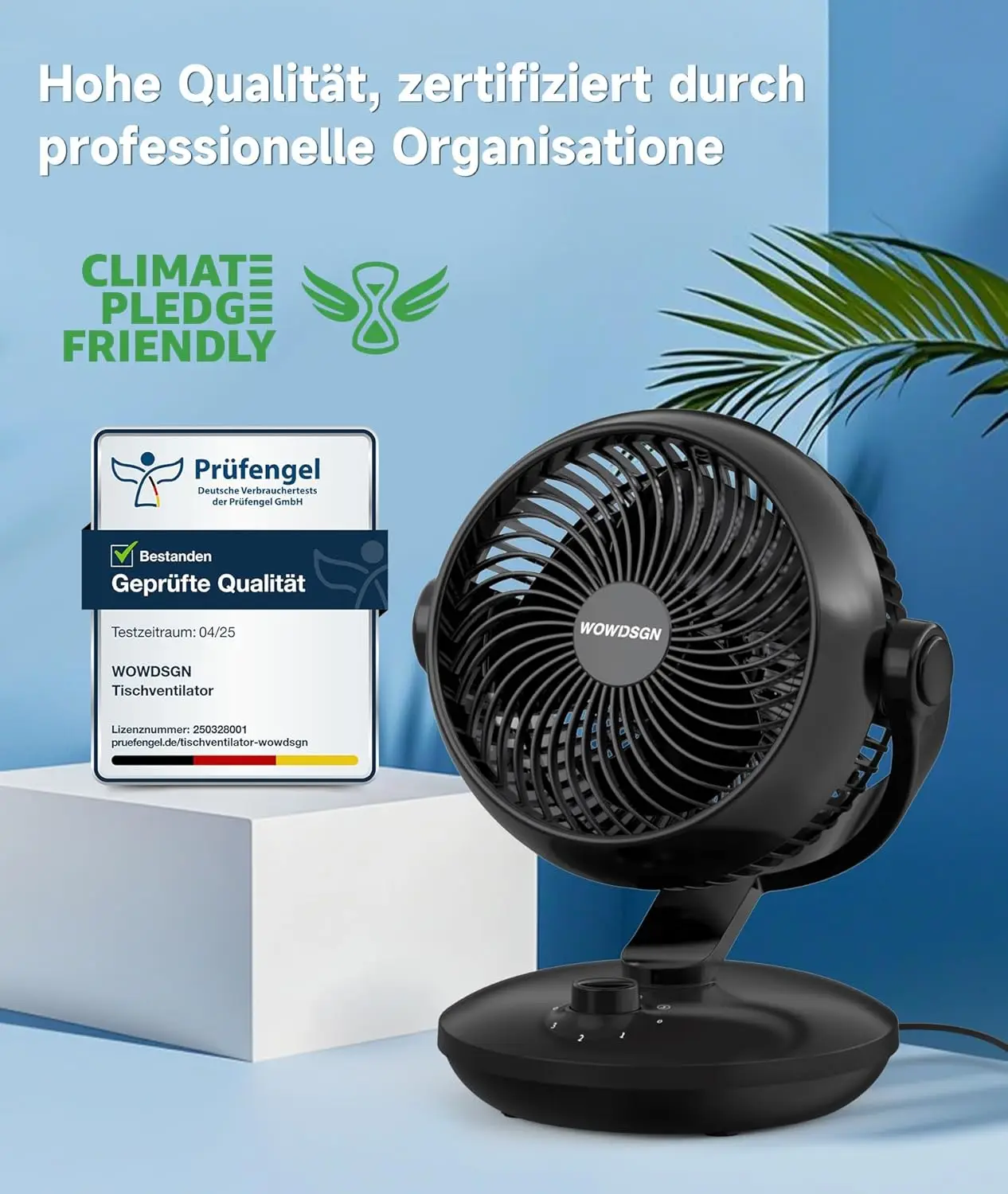Ventilateurs silencieux WOWDSGN, 6 vitesses réglables, 3 modes, 22 dB, noir, minuterie de 9 heures, ventilateur de bureau pour étudiants, bureau, cuisines, salon