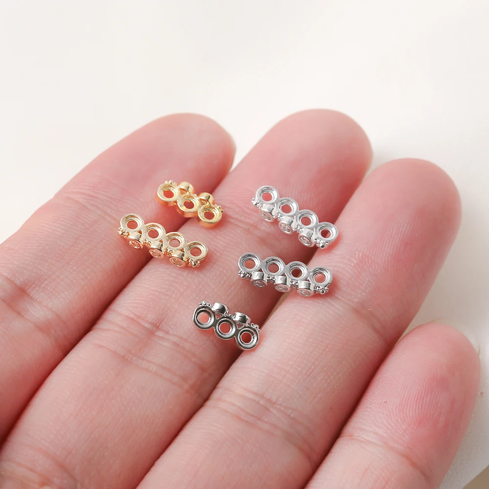 Multi Strands Separators Bar CZ Brass 3/4holes Spacer Bar Beads Connector For Diy Necklace Bracelet Jewelry Making Accessories