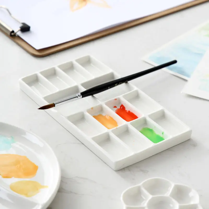 

5 Pcs-Flower Plum Rectangle Ceramic Palette Color Mixing Paint Palette Tray for Watercolor Gouache Acrylic Painting Art Supplies