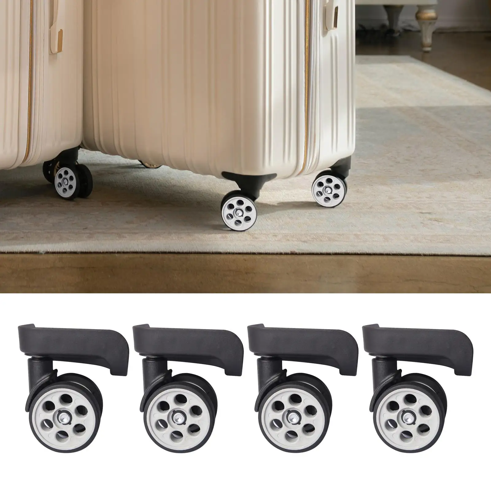 4x Luggage Wheels Mute Wear Resistant Strong Bearing Capacity 360 Degree Rotation Repair Parts Trolley Case Caster Trunk Wheels