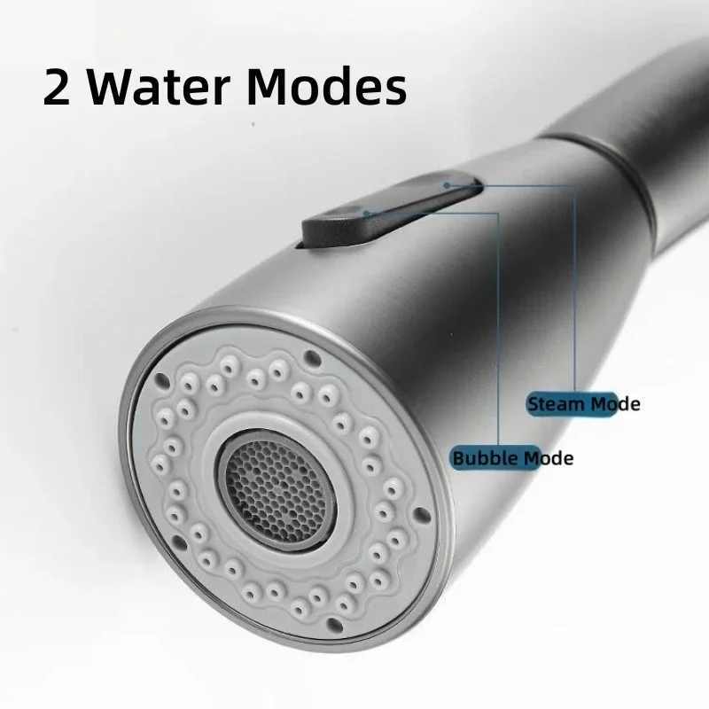 360 Degree Rotation Pull-Out Water Faucet Tap with 2 Spray Modes Stainless Steel Hot and Cold Water Mixer For Kitchen